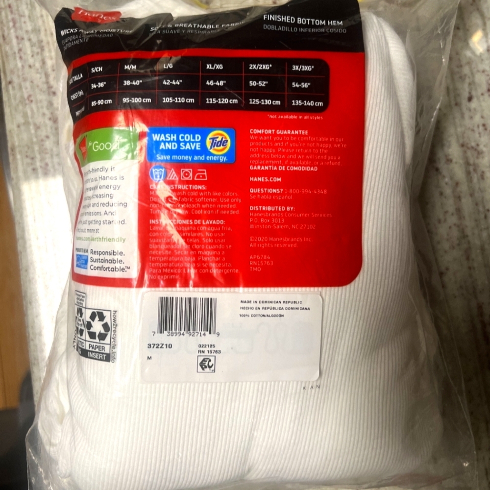 Hanes White Tank Tops Pack, Med